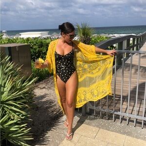 Yellow Floral Lace Kimono